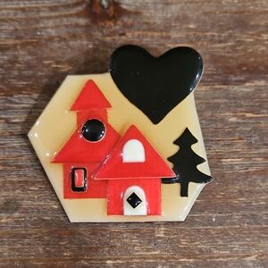 Vintage Lucinda House Pin RED AND Black